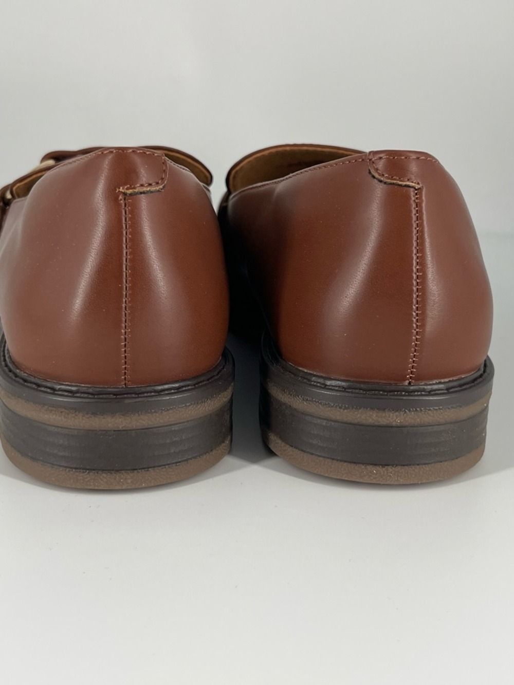 Easy Spirit JEANE Cognac/Brown Leather Slip-On Loafers w/ Gold Accent sz 10 NIB - Picture 6 of 12